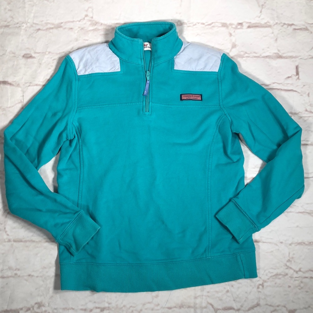Vineyard Vines quarter zip pullover sweatshirt top Size XS Aqua teal turquoise